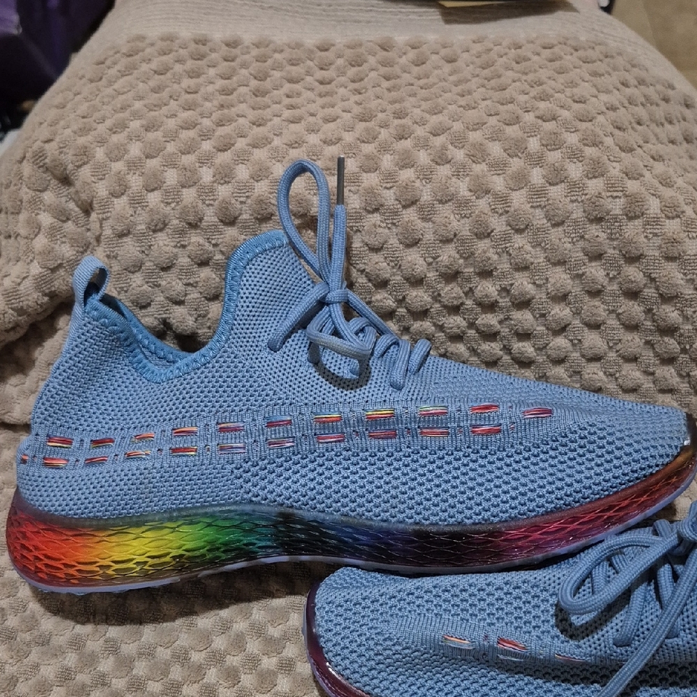 Wanted Blue Sneakers with Rainbow Sole